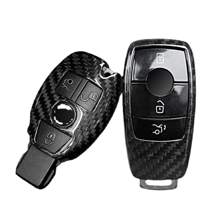 Protective Case Cover With Anti-lost Key Chain Real Carbon Fiber Buckle Smart Key Cover For B Model C E