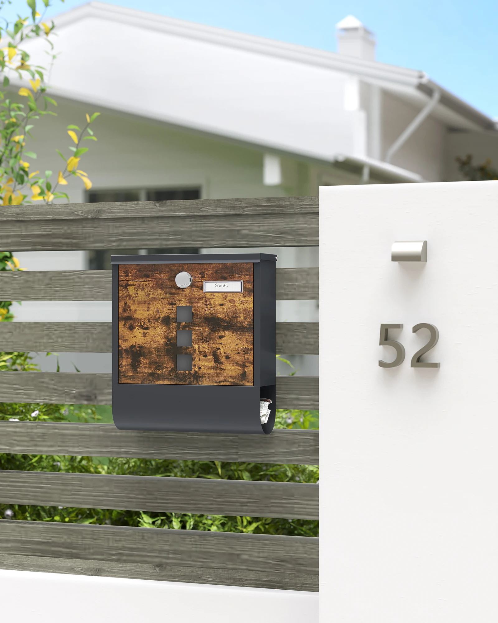 Home Waterproof Antique Brown Wall Mounted Letter Box American Postal Mailing Box Custom Logo Metal Outdoor with Lock and Window