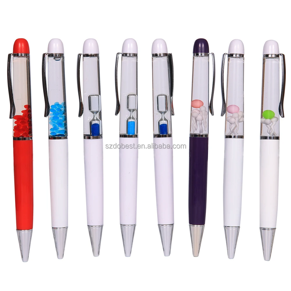 Wholesale Plastic Liquid Fancy Gel Pink Glitter PVC Branding Floating Liquid Pen