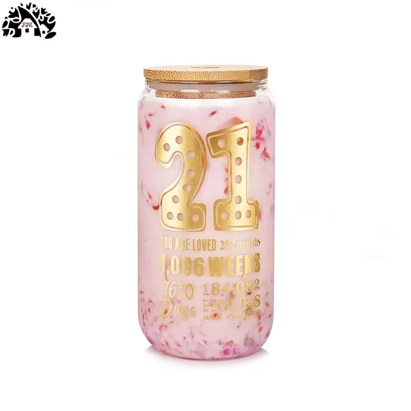 12oz High borosilicate glass bamboo lid single layer juice cup with straw clear glass cola cup large capacity single layer cup