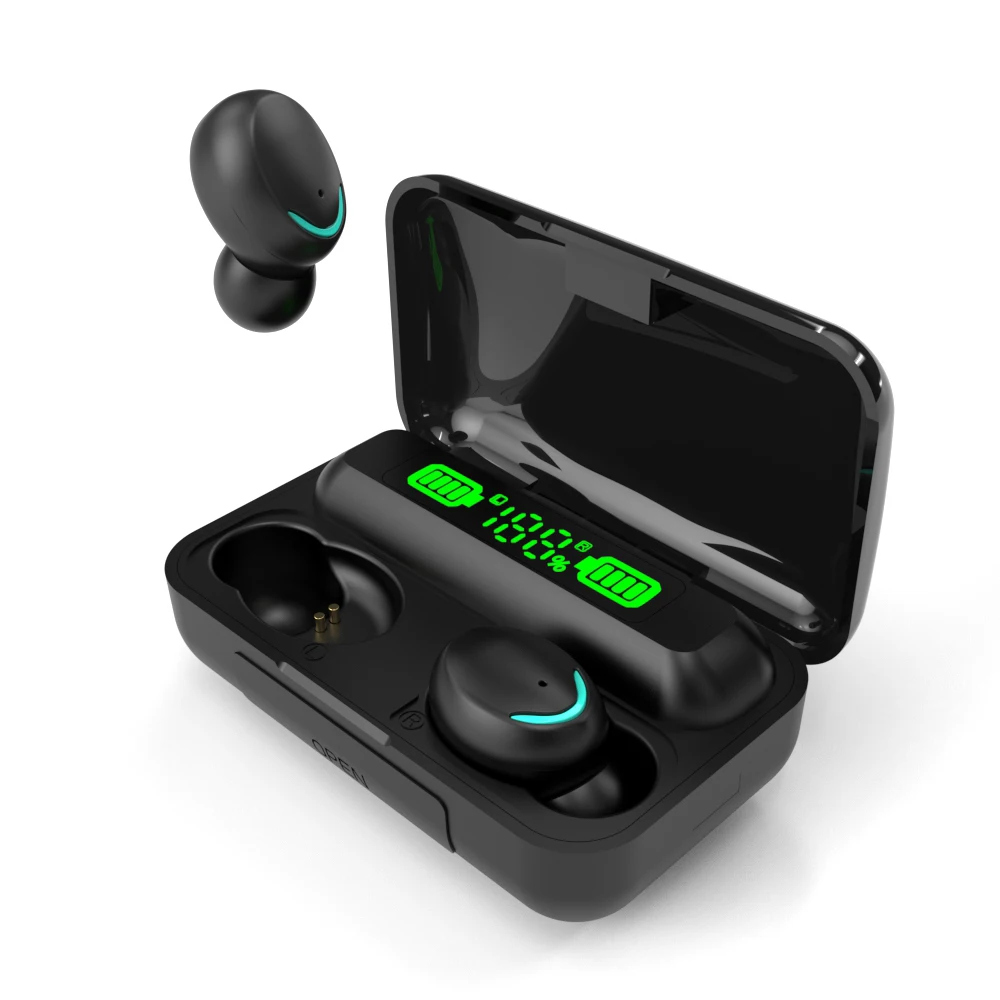 China Custom Women Sport Gaming Super Bass Black Blue 2 In 1 Mini Headphones F9 Tws 5.0 Wireless Earbuds Speaker From China