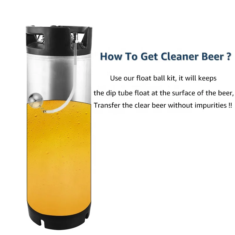 304 Stainless Home Brew Beer FermZilla Ball Floating Beer Keg Liquid Dip Tube with Floating Dip 80cm Silicone Tube Filter