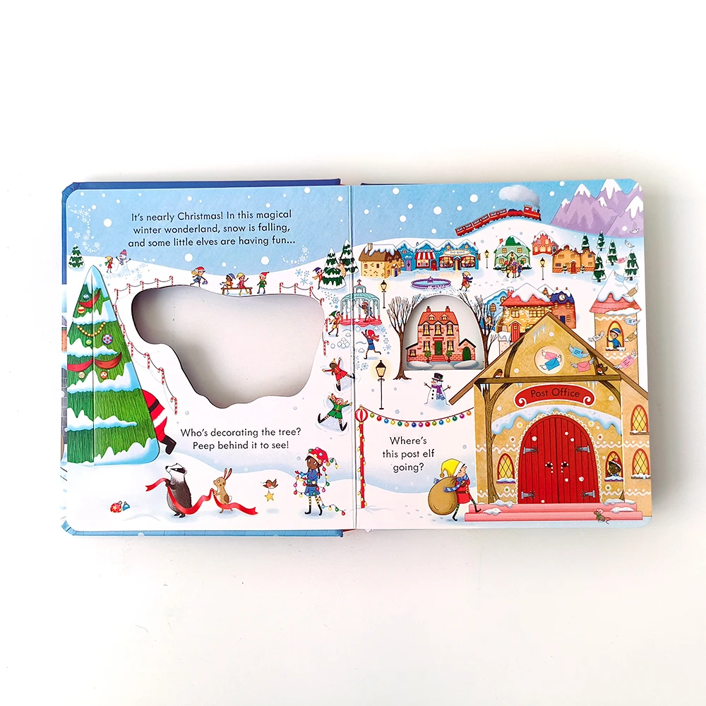 New children christmas gift boys girls games book christmas bedtime story lift the flap books printing