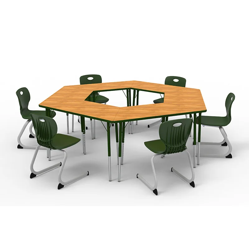 Can Be Spliced Hexagon Tables collaborative desk and chairs for school are at home in classrooms dining areas commons