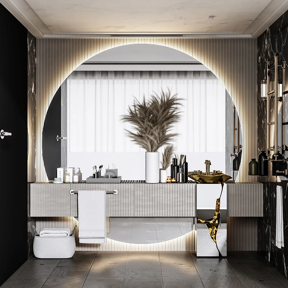 New Design Smart Screen Touch Mirror Modern Support IP44 Customized OEM LED Light Bathroom Mirror