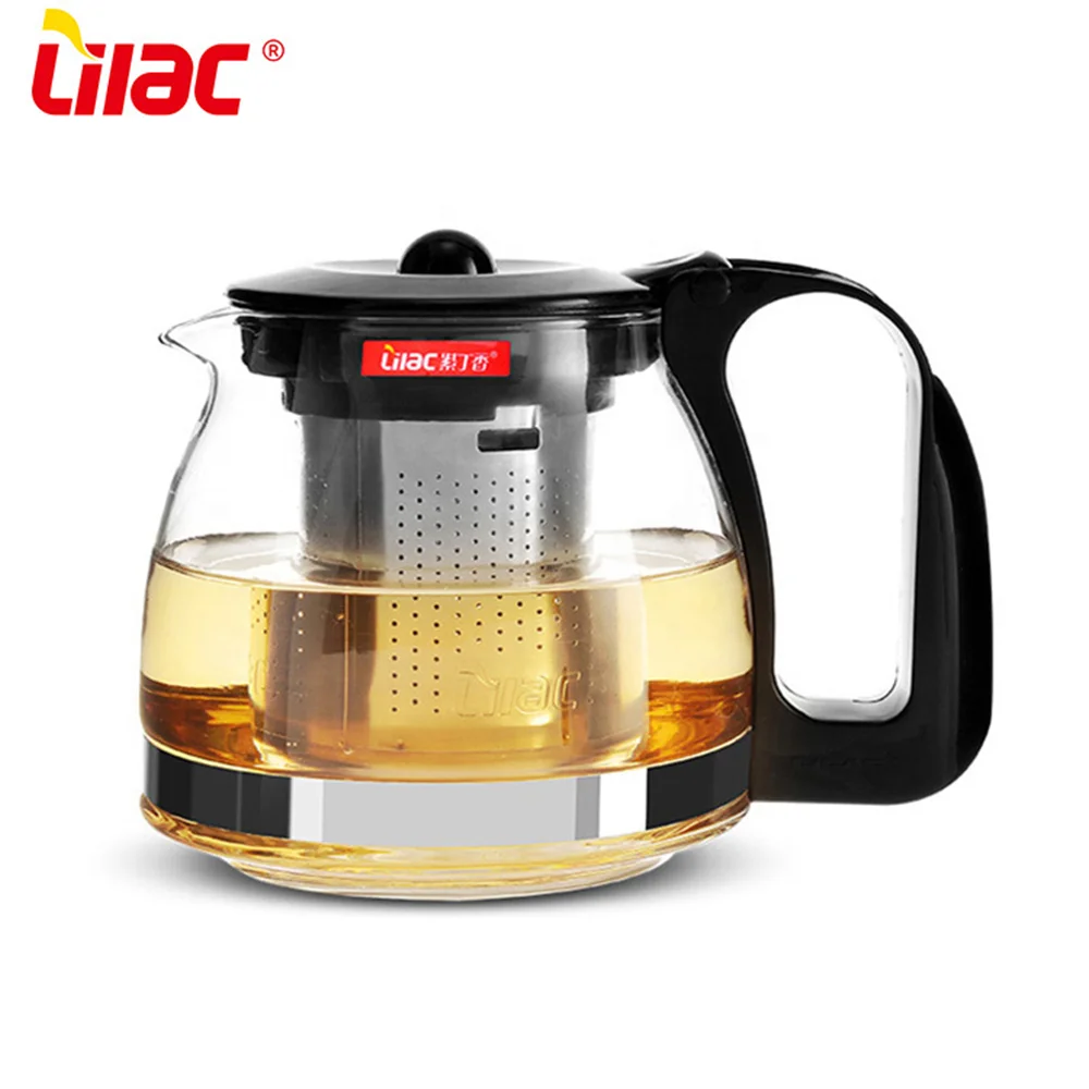 Lilac FREE Sample 700ml 1250ml chinese custom flower transparent glass tea pot with stainless infuser