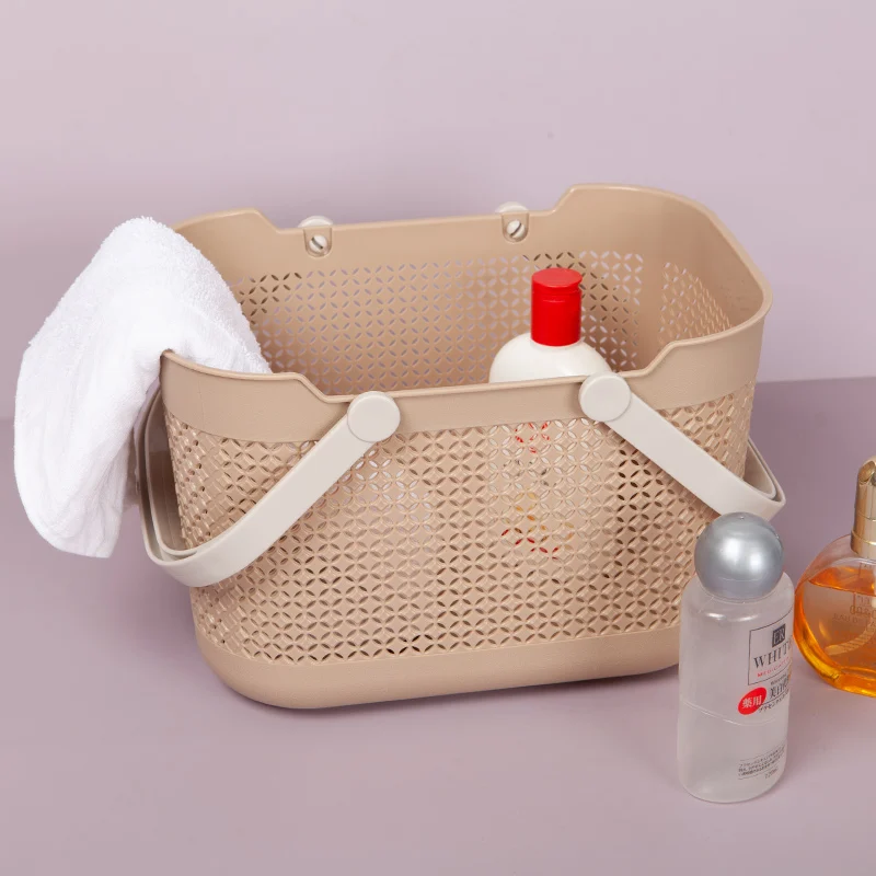 portable mini shelf storage organizing stackable laundry bathroom storage basket with handle plastic bath basket