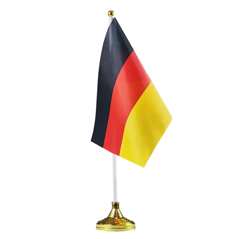 Manufacturer Cheap Price German American Table flag Custom All Countries Desk Stand Table Top Flags with Pole and Pole Holder