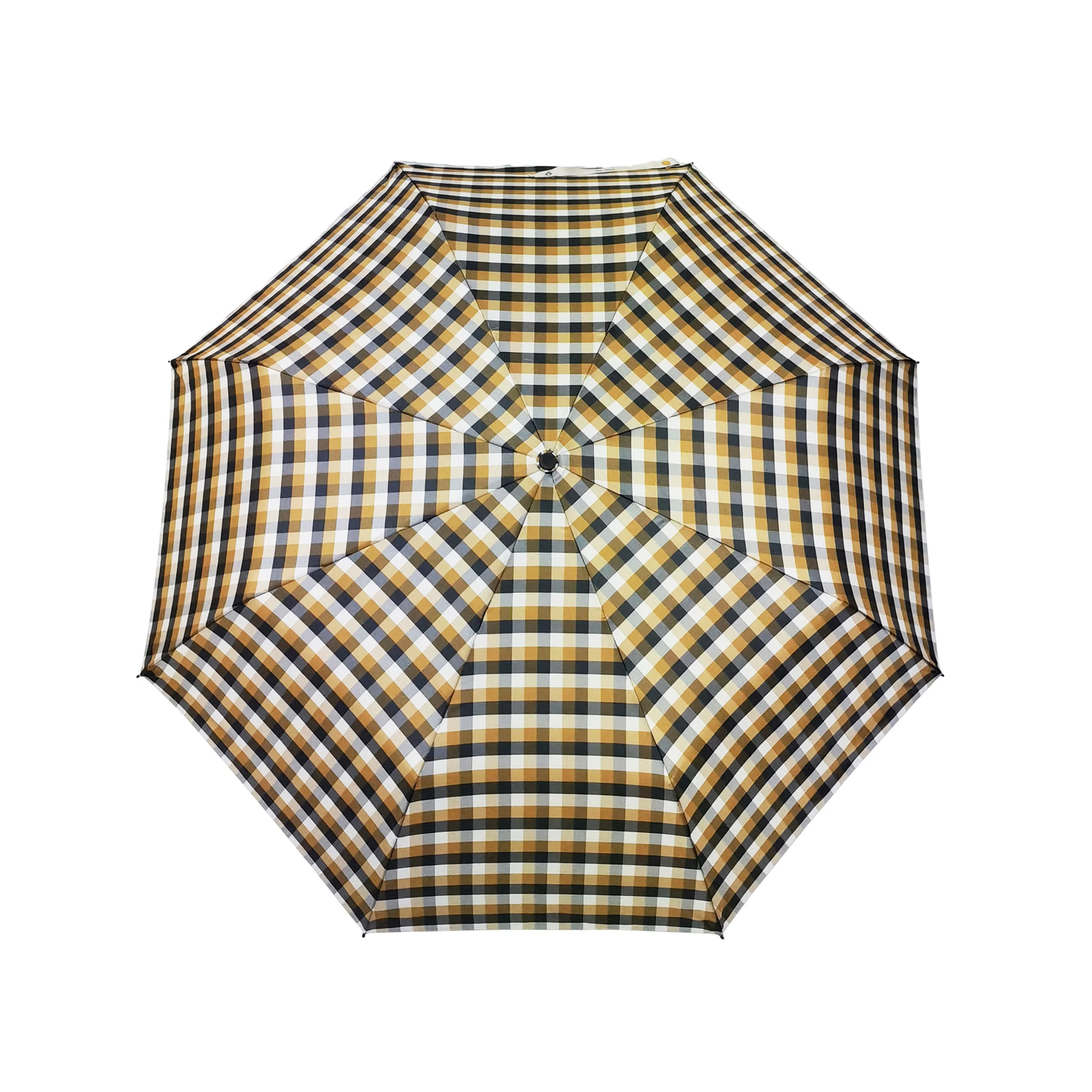 Three Folding Plaid Fabric Umbrella Fully Automatic Open And Close With Customized