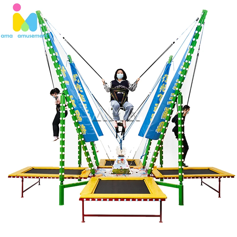 Ама коммерческий 4 игрока батут аттракционы на открытом воздухе парк Ночные светодиодные светильники банджи-батут оборудование для карнавала