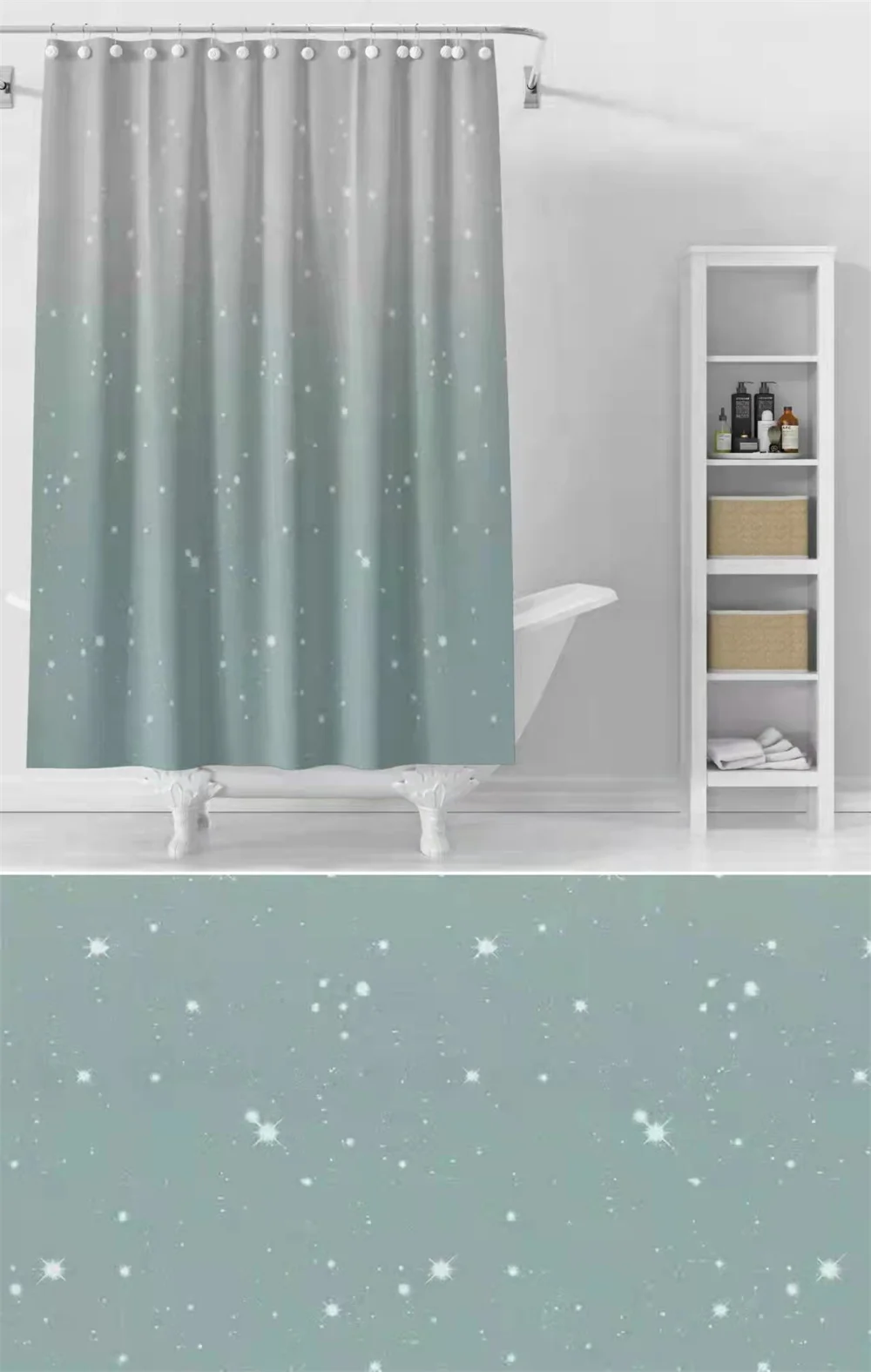 Hot sale European polyester shower curtain 3d shower curtain mat with shell