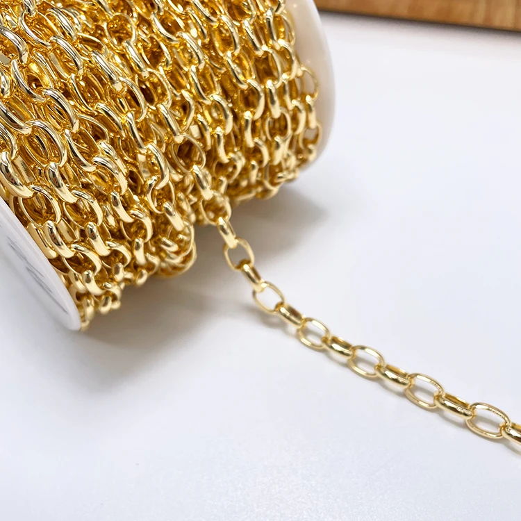 Wholesale Jewelry Supplies Accessories Necklace 14K Gold Plated O shape Unfinished Chain Roll Jewelry Making