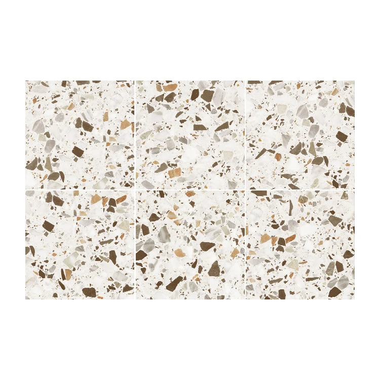 Домашняя Красивая глазурованная фарфоровая плитка кофейный цвет Terrazzo 600x600 кухонный пол напольное покрытие для спальни цементная глянцевая