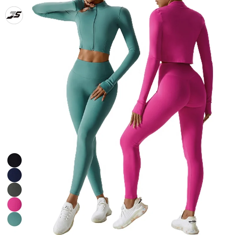 Custom Logo Women Sport workout clothing Ladies Gym Fitness active wear set High Waisted leggings 3 Piece Set Yoga Set