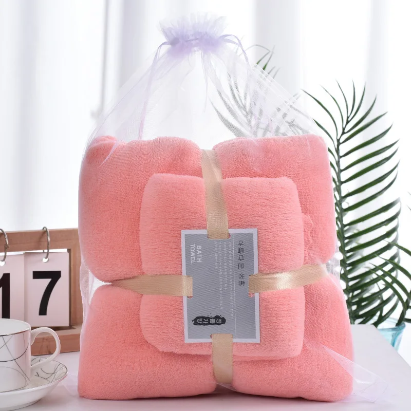 Hot Sale Luxury Women Gifts Super Soft Quickly Dry Multicolor Household Coral Fleece Microfiber Bath Towel Set