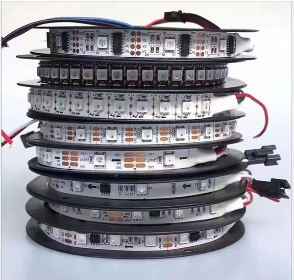 RGB running led strip LB1934A   2818 break-point transmission 5m/reel 12/24v dc 3leds 1 pixel strips