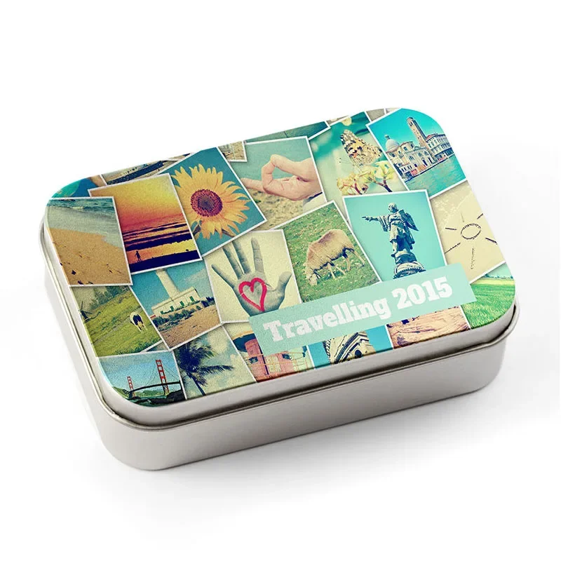 Small rectangular gift tin case wallet tin box with lid