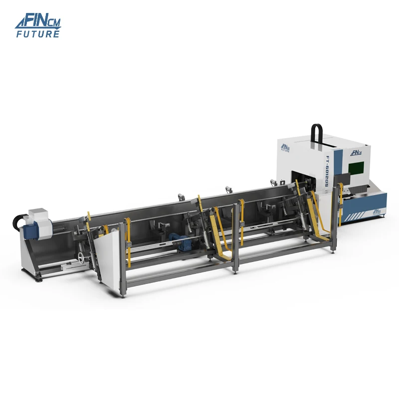 FINCM High Speed Round Square Metal Pipe Cutter 1500w 3000w Fiber Laser Small Diameter 120mm Automatic Tube Cutting Machines 6m