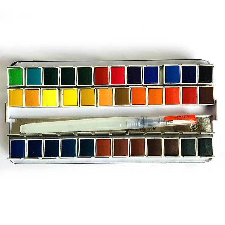 36 colors solid watercolor paint set portable travel water color paint set for student