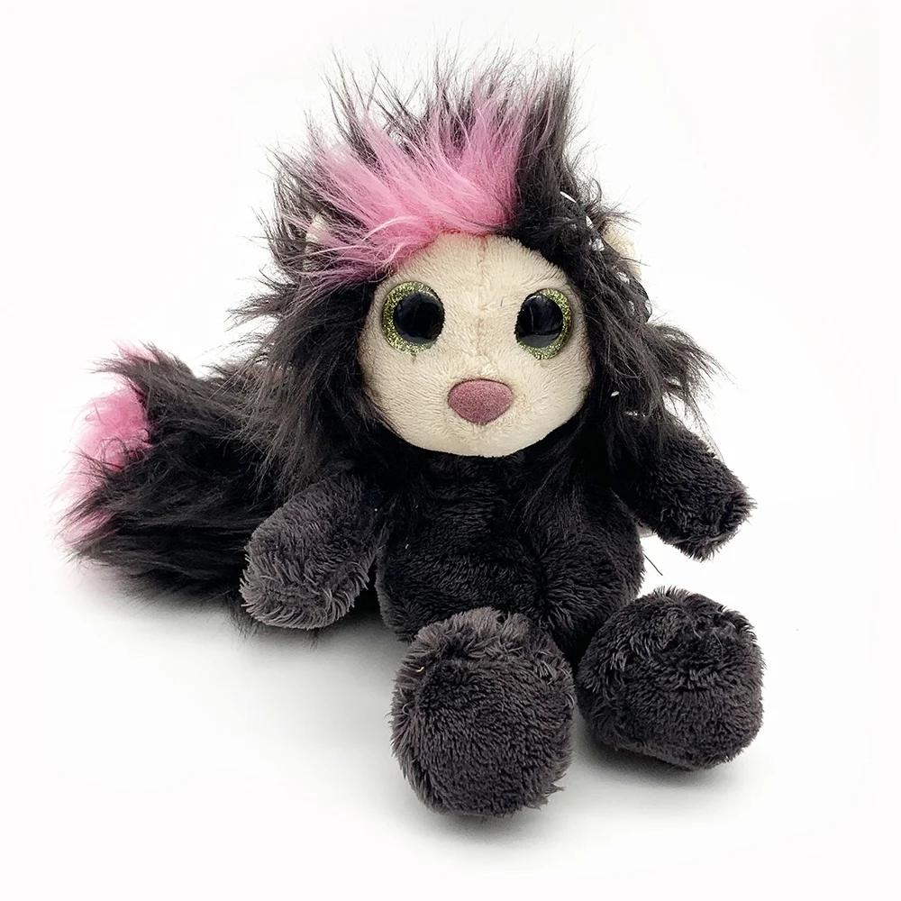 China manufacturer stuffed big eyes animal toys soft long hair purple doll stuffed baby toy