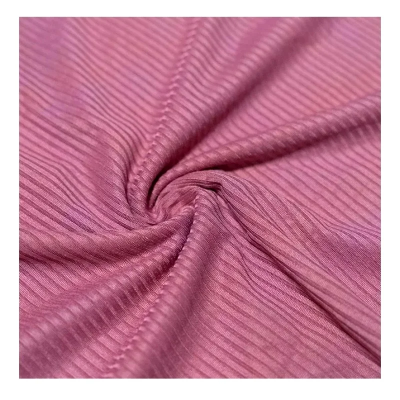 Free Sample Ready Goods 100%Poly Stretch Brushed Rib Fabric Wide Ribbed Knit Fabric For Dress
