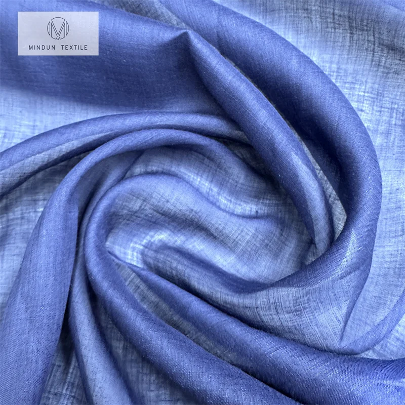 Mindun Hot Sale 100% Pure Ramie Yarn Dyed Fabric for Casual Shirt