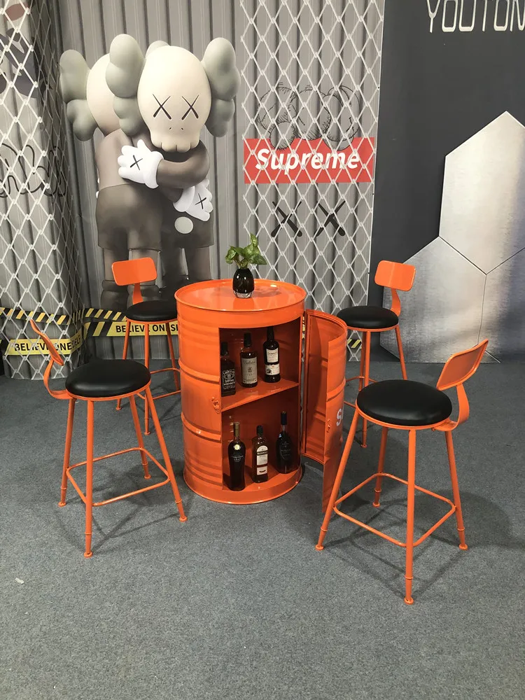Custom design high quality cheap antique style restaurant vintage industrial frame bistro bar metal chair stool counter table