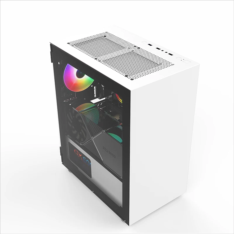 Корпус компьютера башня ПК части с полностью металлической платой V650 Красивая Белая Средняя башня MEIJI или OEM,MEIJI или OEM Настольный аудио, usb запас