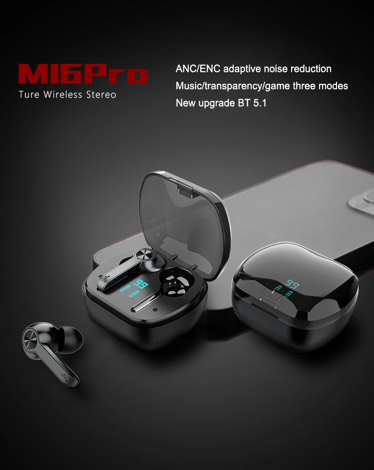 Mini Sport BT 5.1 TWS M16 Pro Wireless Earphones TWS Earbuds with Charging Box In Ear Used Mobile Phone