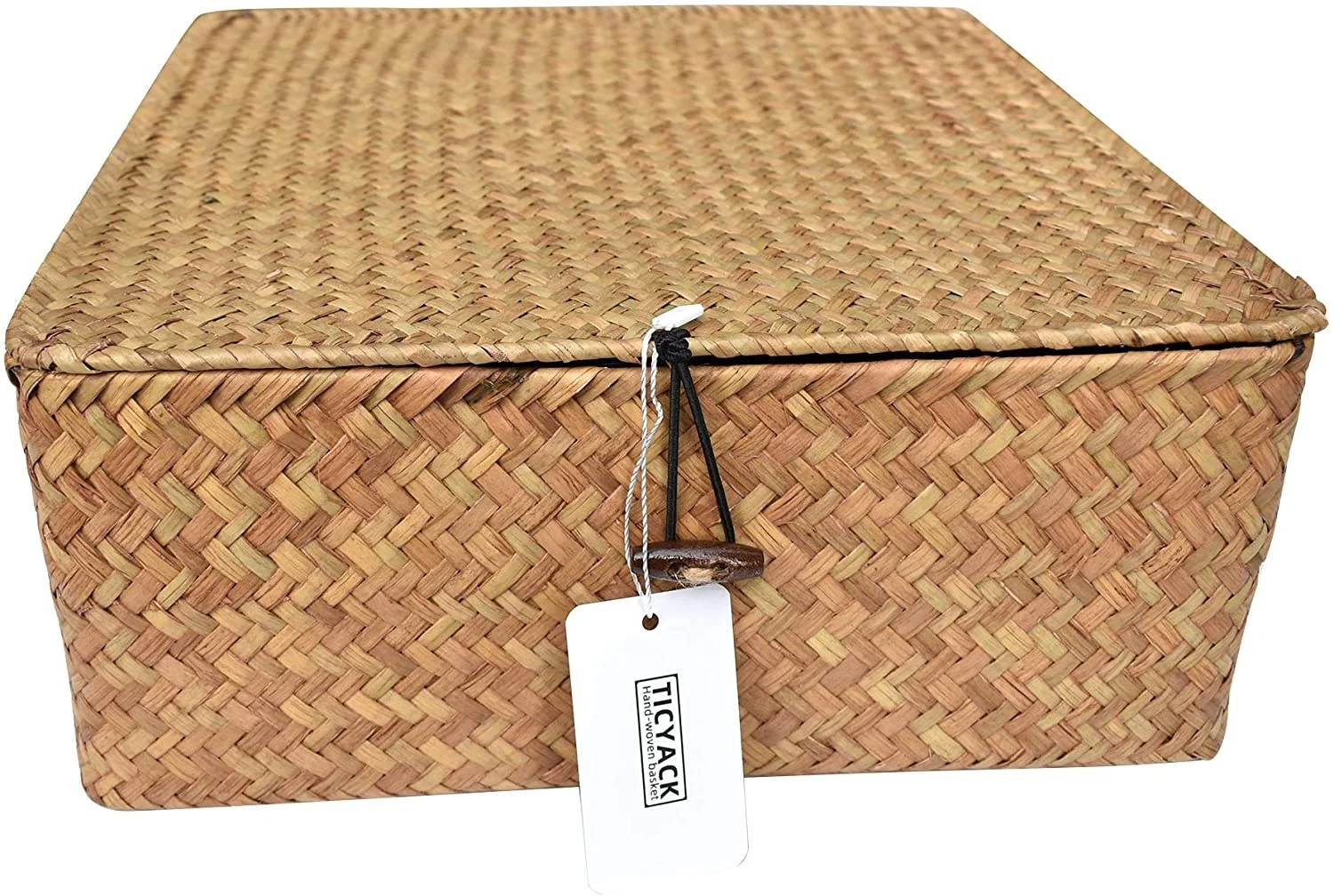 Плетеная пластиковая корзина для белья ручной работы с крышкой