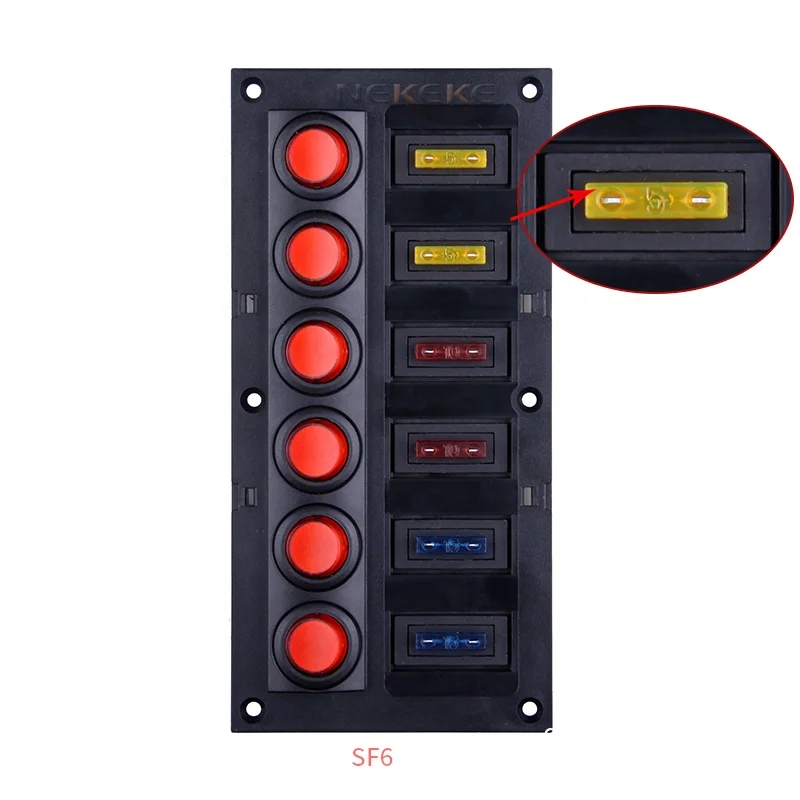 6 GANG 12V circuit breaker jeep boat rocker touch panel switch