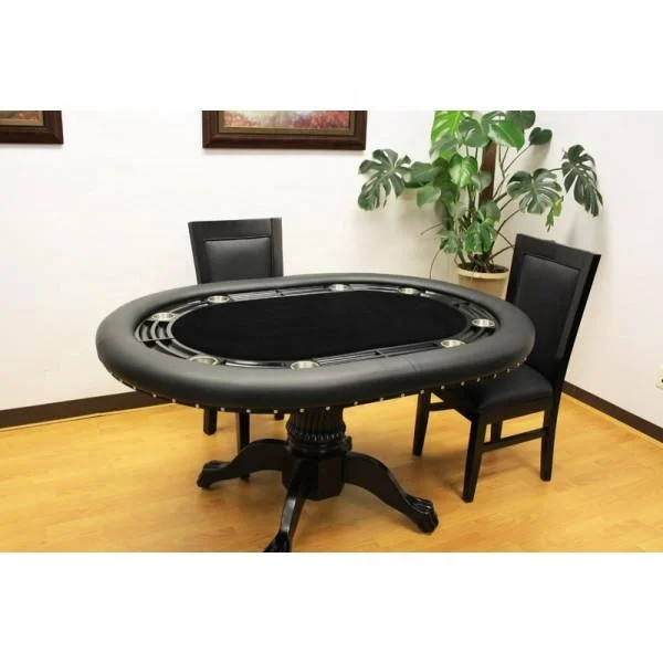 Luxury 52 inch Professional Round Poker Table with Solid Wooden Leg
