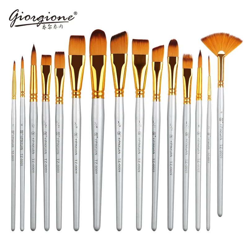 Paint Brush Free Cavas Bag Short Wood Handle Best Nylon Hair High Quality 15 Pieces Free Sample Canvas Bag Artist Brush Set