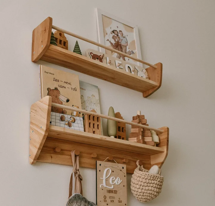 Modern Rustic White Wooden Wall Shelf Floating Hanging Rack for Home Decor for Bathroom and Wardrobe Rope Mounting Included