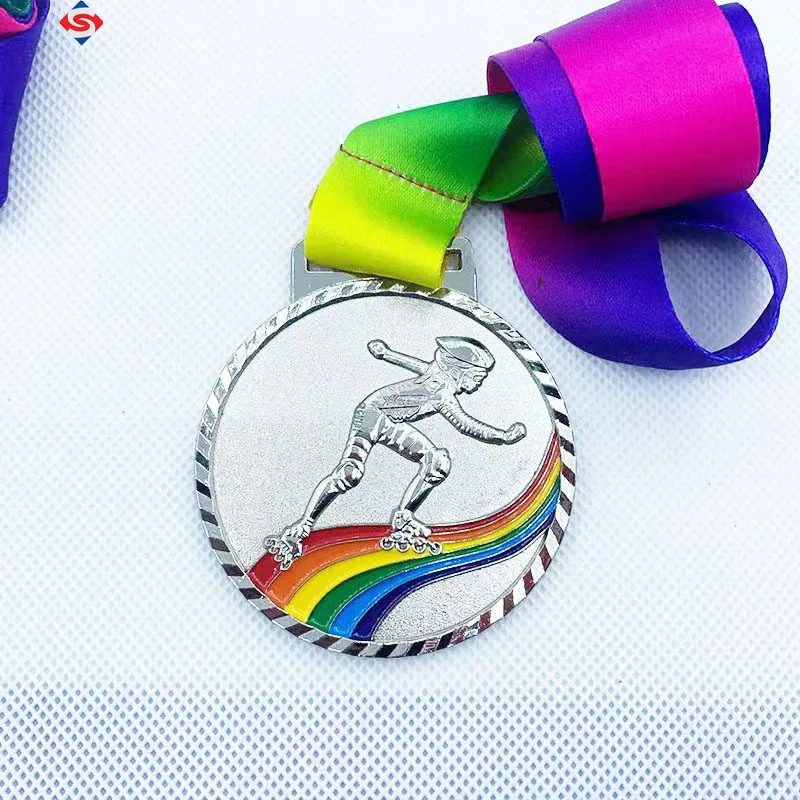 Customized Logo 3d Laser Engraved Zinc Alloy Roller Skate Medals For Sports