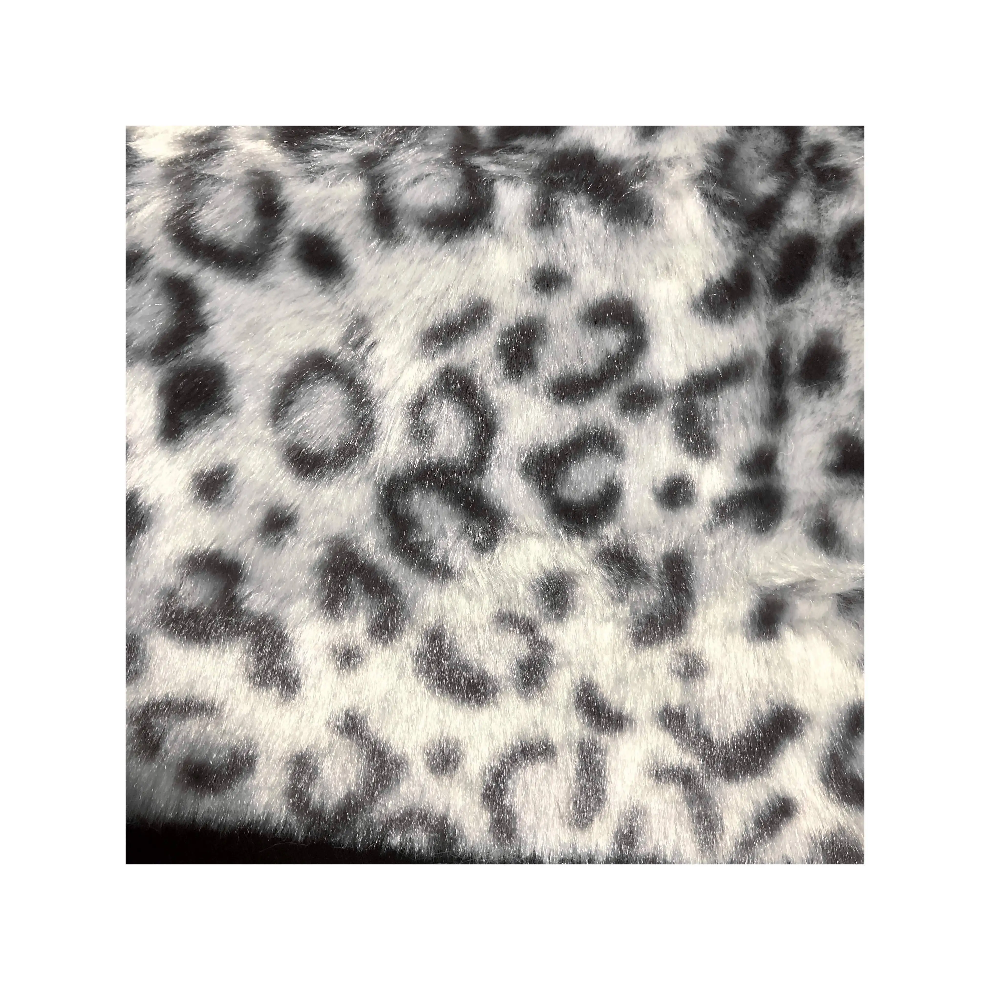 Super Soft 2.5cm Short Hair Jacquard Leopard Printed Artificial Fake Faux Fur Fabric Manufacturer