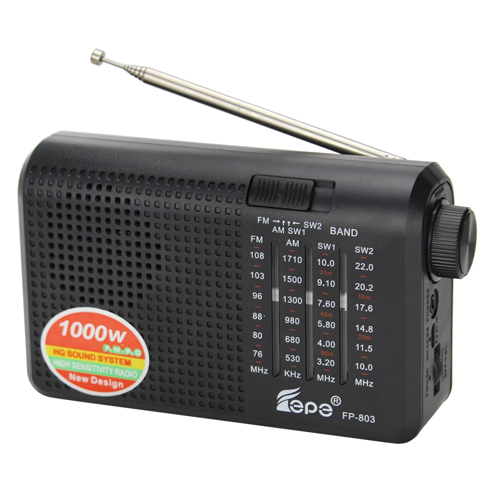 DC charge am fm sw 4 band mini radio portable am fm multiband pure radio with AA battery warehouse FP-803