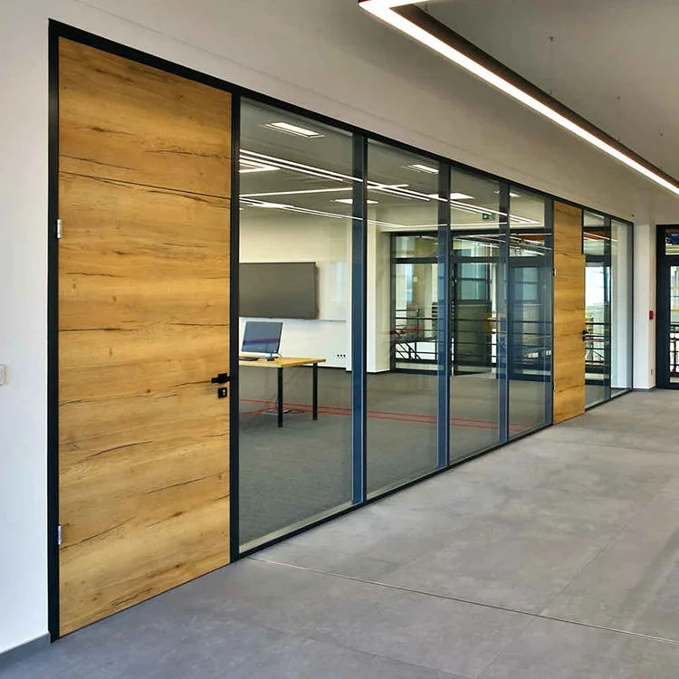  Office aluminum glass partition wall framed vertical framing