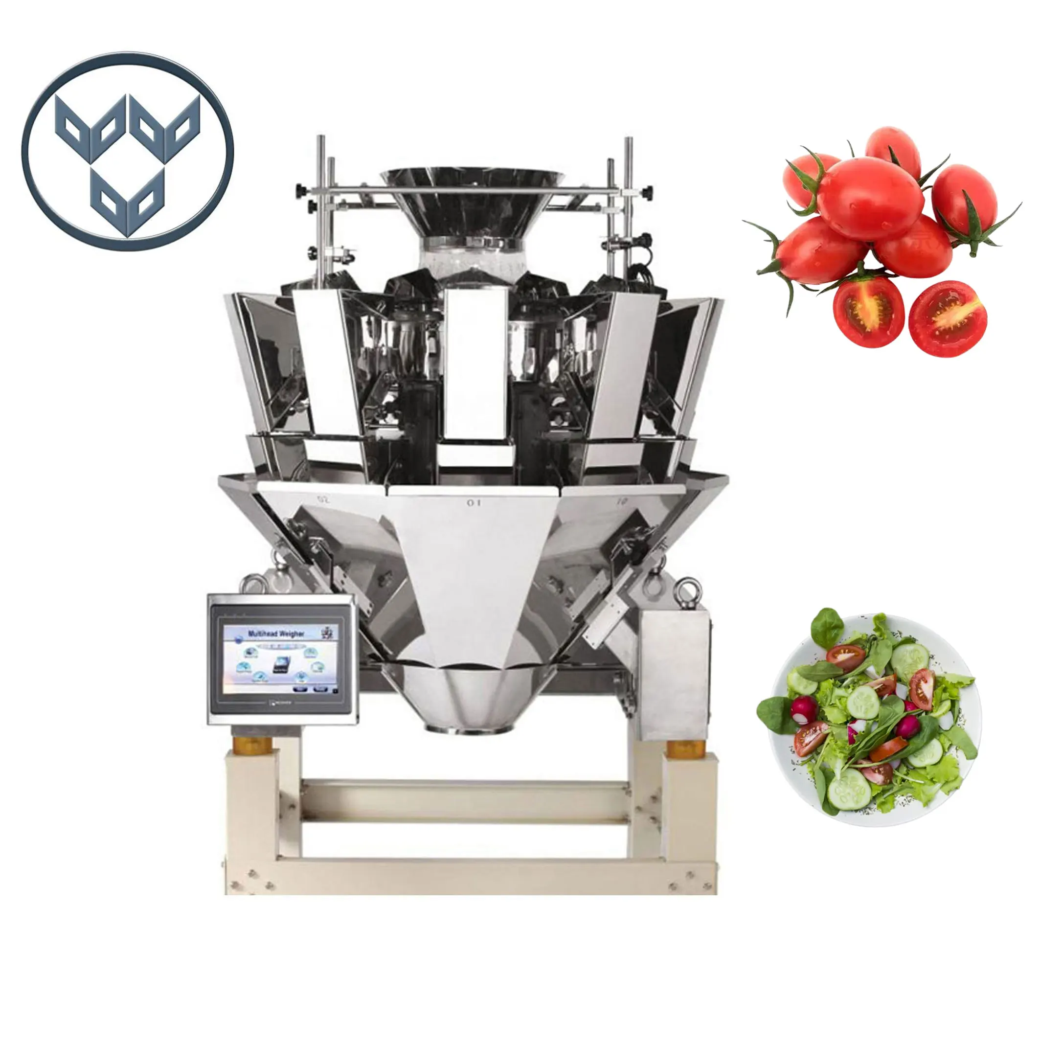Multi-function 250g 300g 500g Berry Tomato Fruits Salad Weighing Multihead Weigher Packing Machine
