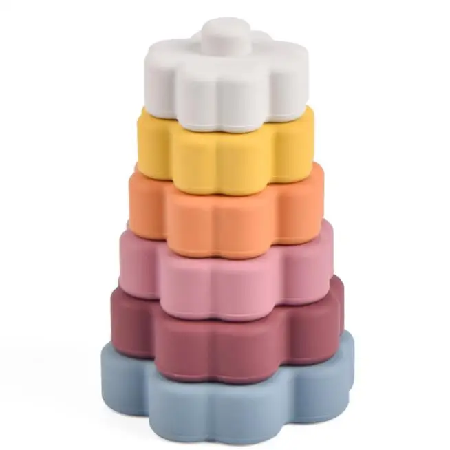 Stacking Nesting Circle Toy Soft Building Rings Stacker Teethers Squeeze  Early Educational Learning Stacking Toys For Baby