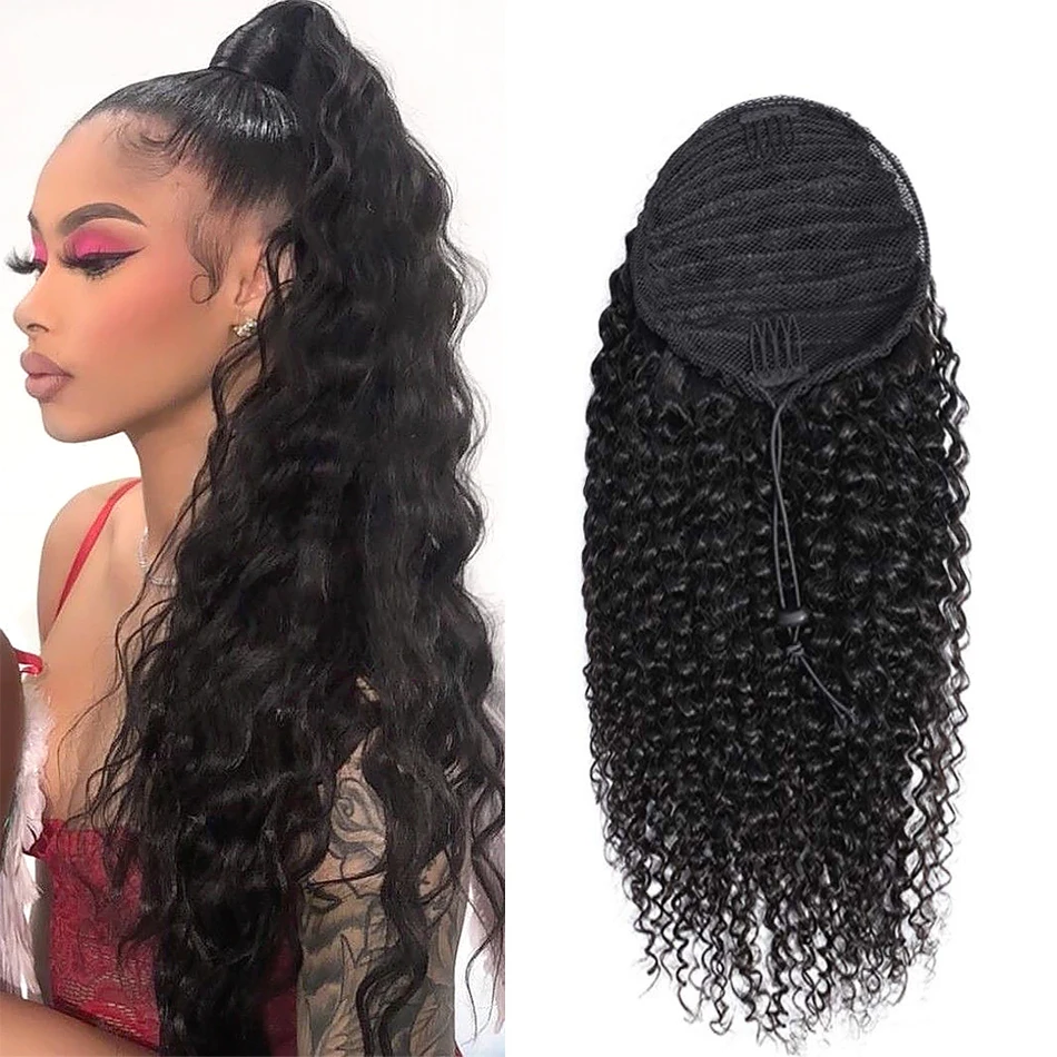 The Best Selling Afro Kinky Curl Drawstring Ponytails,100% Human Hair Extensions ,Curly Ponytail For Black Women