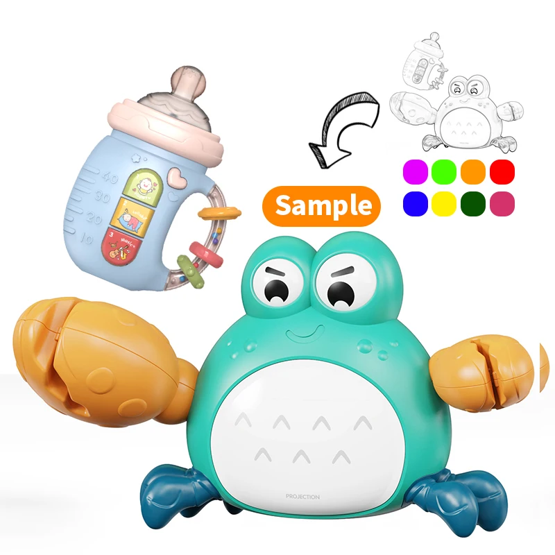 Zhorya Baby early education toy set electric story machine light music crab bottle design mobile phone toy for kids