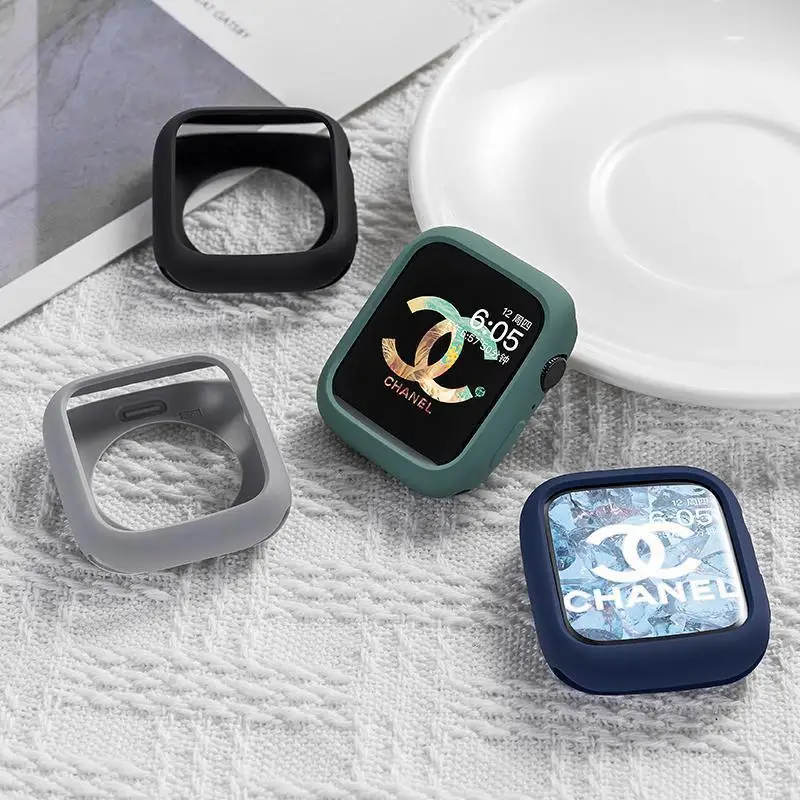 Чехол для apple watch 7 6 SE 5 4 321, чехол для iwatch 38 40 41 42 44 45 мм, защитный чехол карамельного цвета из ТПУ, ультратонкая рамка для ремешка