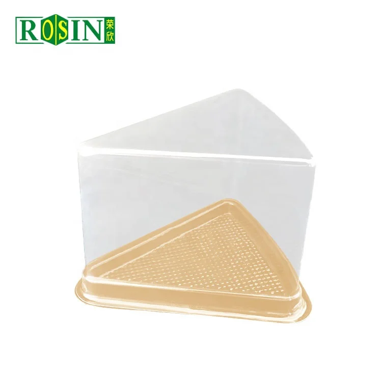 Custom Plastic Black Cake Blister Tray Packaging Triangle Pet Clear Plastic Cake Containers With Lid For Cheese Cake