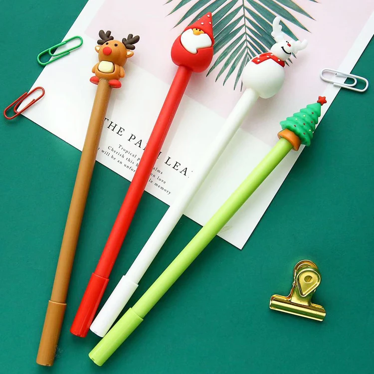 XmasPen-007 Lovely elk Snowman silicone ball pen Santa creative student gift pen