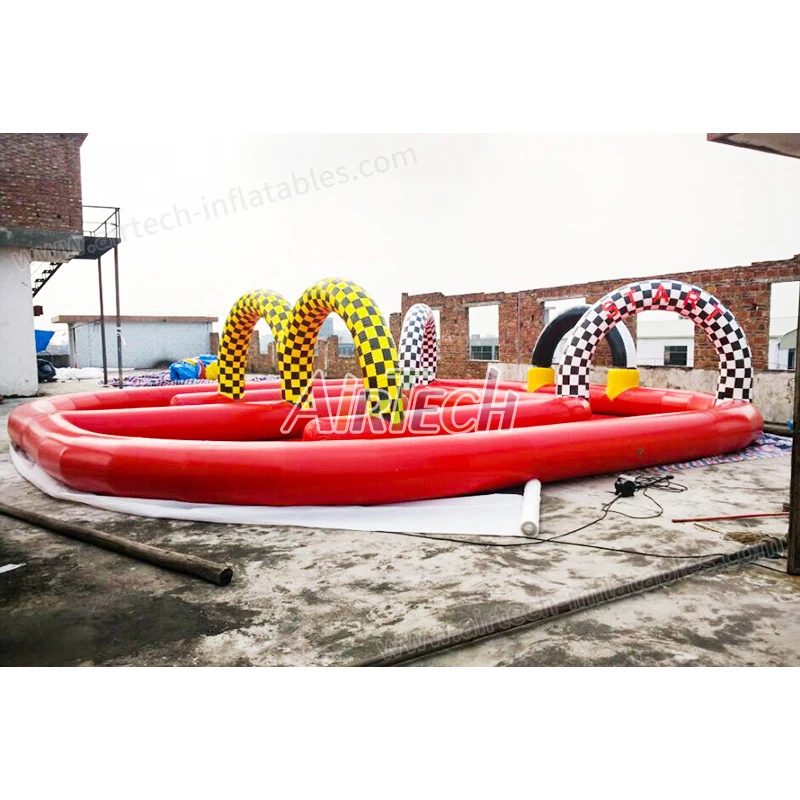 Outdoor sport party race car  inflatablegame air track inflatable go kart car track for carnival
