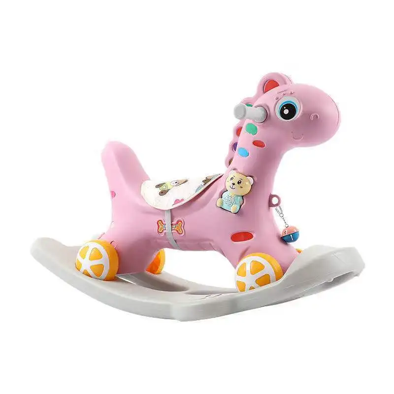 2-in-1 Detachable With Wheels Sliding Musical  Kids Plastic Outdoor Playground Ride On Rocking Horse