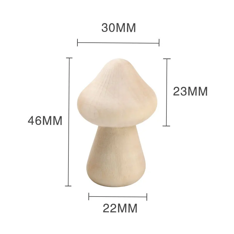 Manufacturer Wholesale Unfinished Wood Mushroom Crafts Natural Color Wooden Mushrooms DIY Painting toys ornament