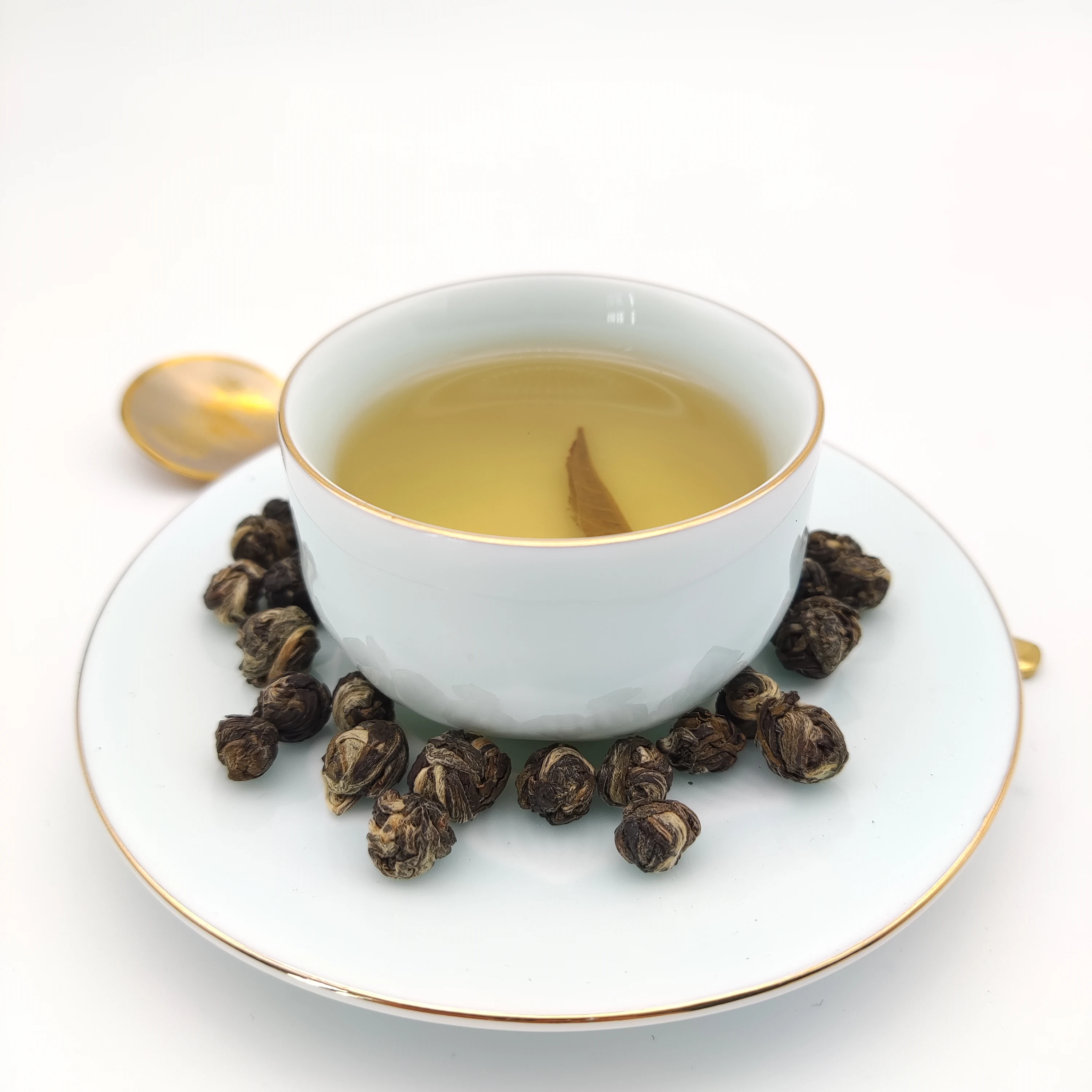 Dragon Pearl with flower aroma green tea balls luxury EU standard longzhu organic Jasmine green tea balls