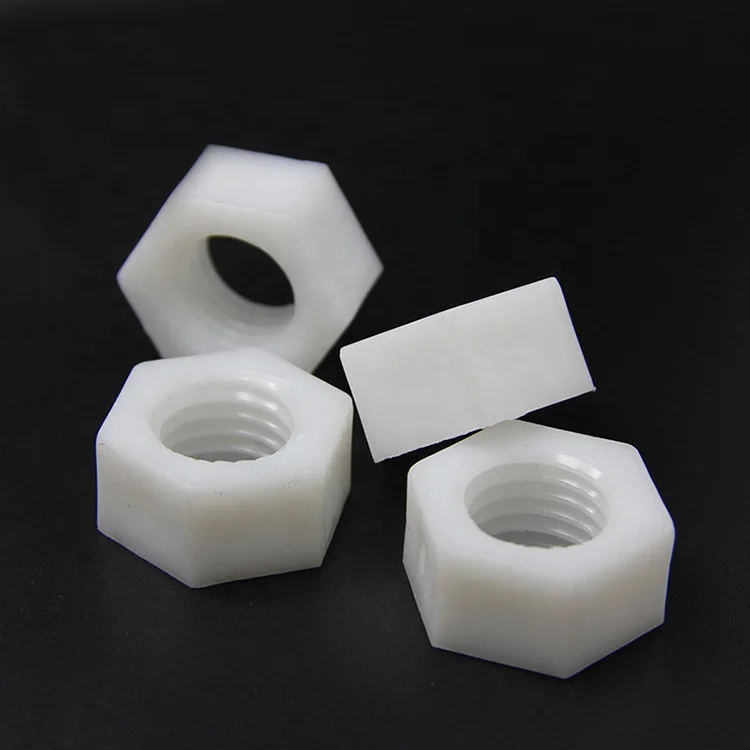 Black and white nylon insulated hexagon nuts M5 / M6 high strength environmental protection plastic bolt